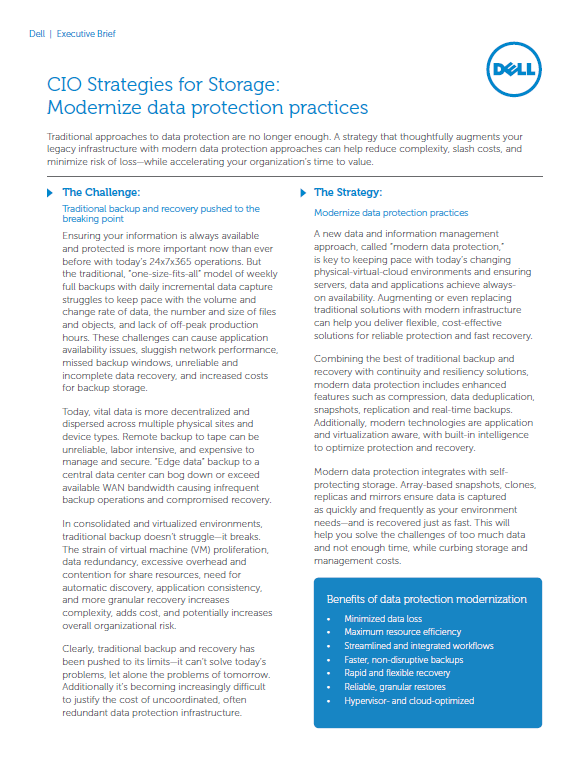 CIO Strategies for Storage: Modernize data protection practices