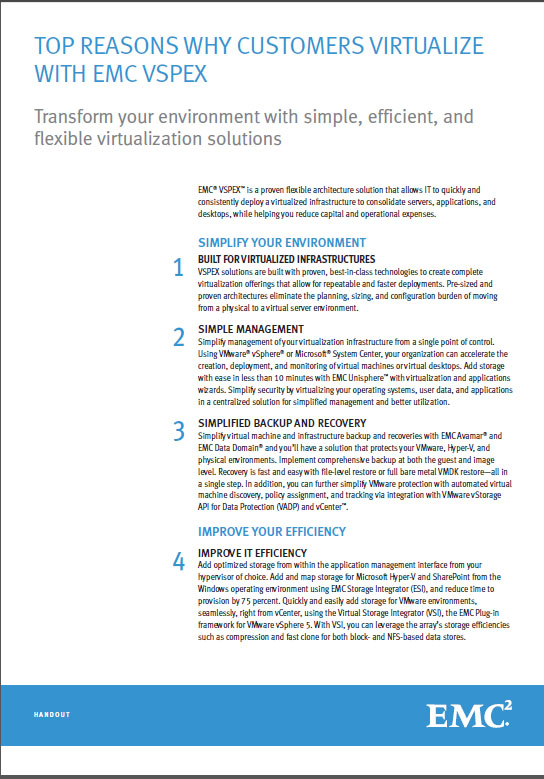 Top Reasons Why Customers Virtualise With EMC VSPEX