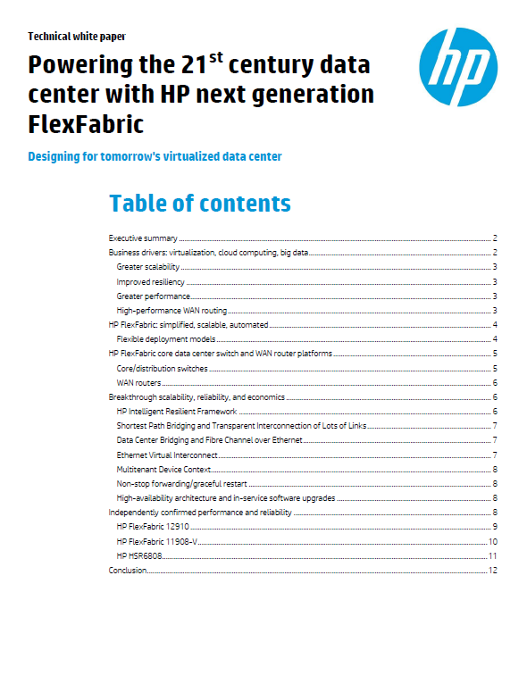 Powering the 21st century data center with HP next generation FlexFabric