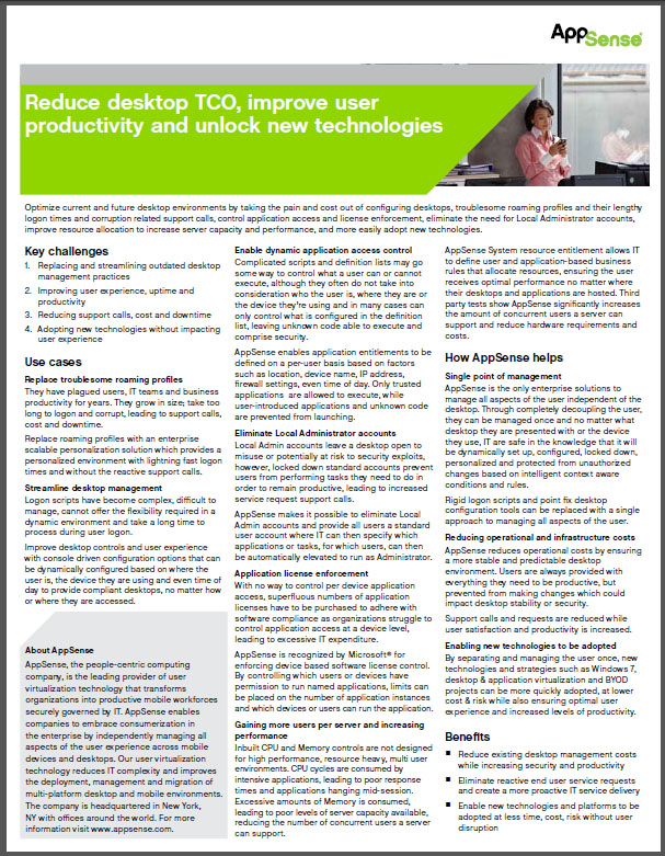 Reduce desktop TCO, improve user productivity and unlock new technologies