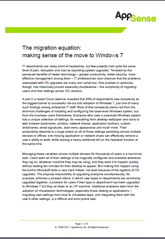 The migration equation: making sense of the move to Windows 7