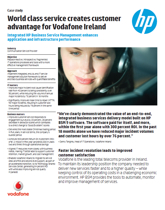 World class service creates customer advantage for Vodafone Ireland
