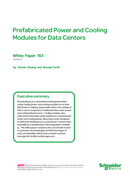 Prefabricated Power and Cooling Modules for Data Centers