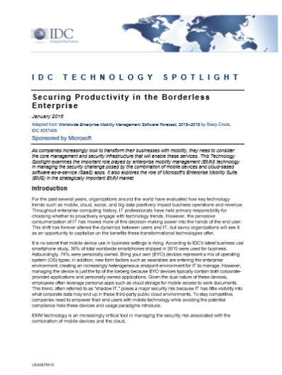 Securing Productivity in the Borderless Enterprise