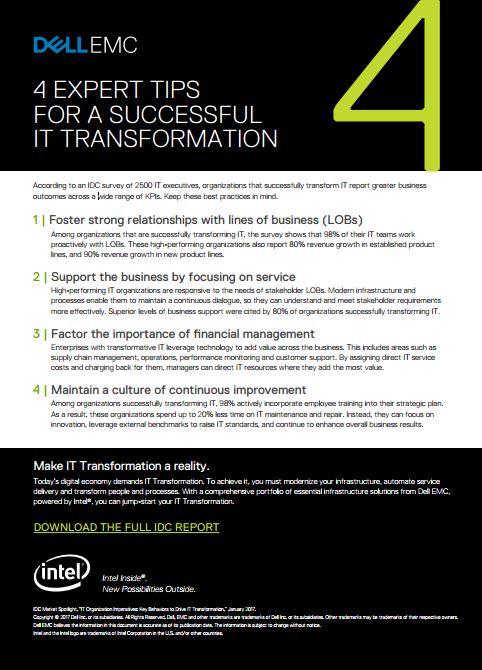 4 EXPERT TIPS FOR A SUCCESSFUL IT TRANSFORMATION