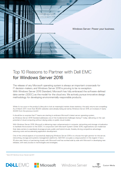 Top 10 Reasons to Partner with Dell EMC for Windows Server 2016