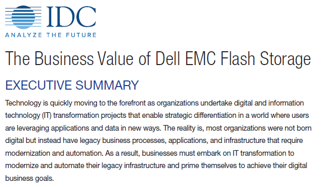 The business value of Dell EMC Flash Storage