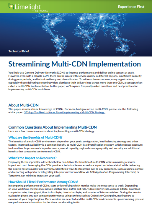 Streamlining Multi-CDN Implementation