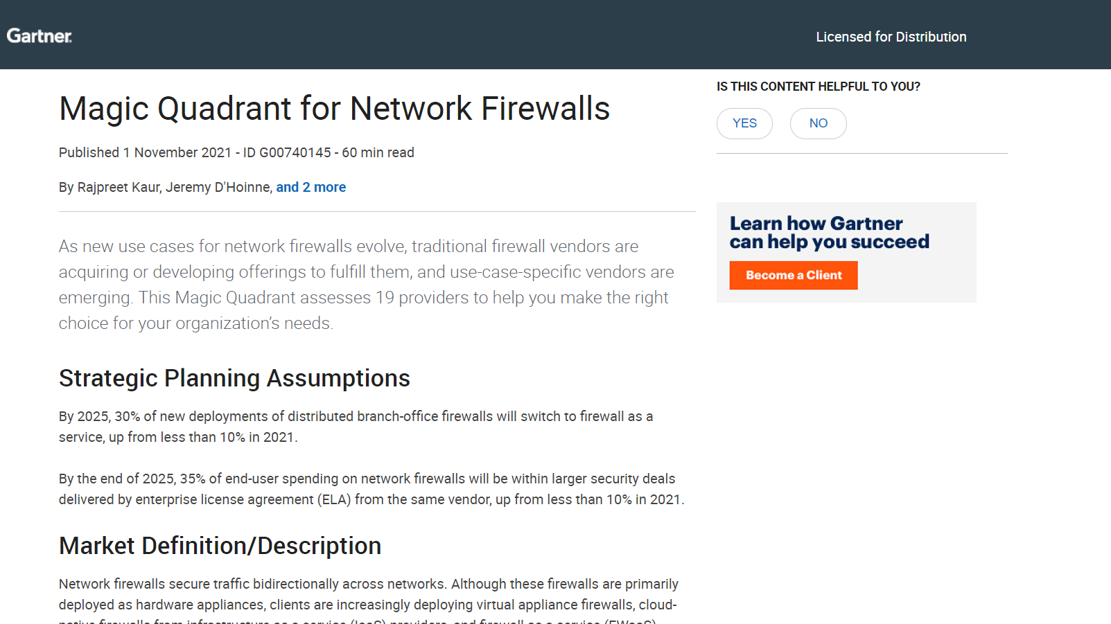Magic Quadrant for Network Firewalls