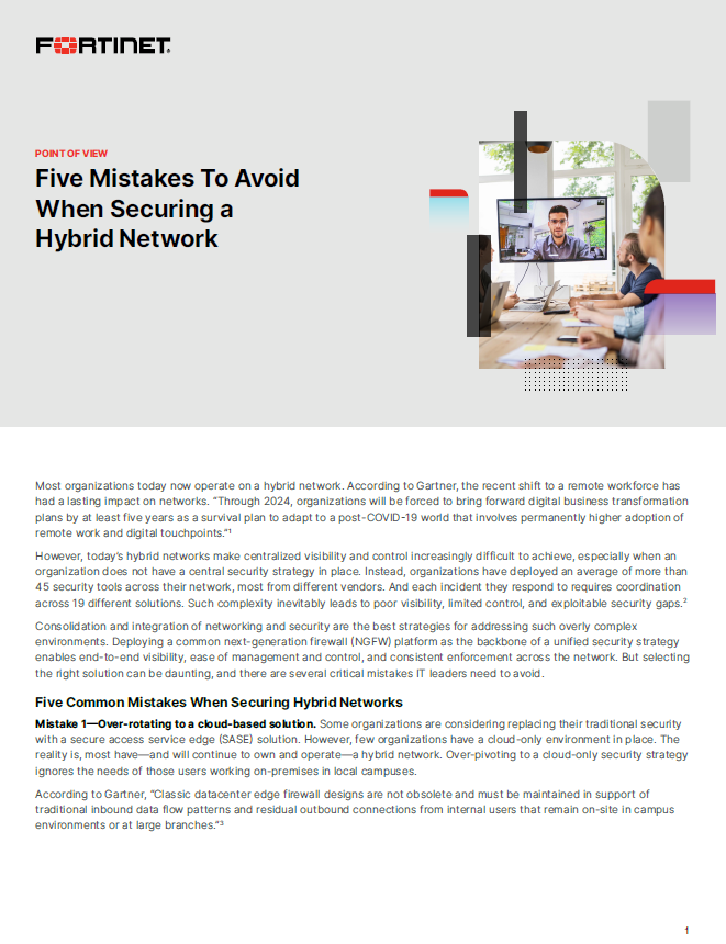 Five Mistakes To Avoid When Securing a Hybrid Network