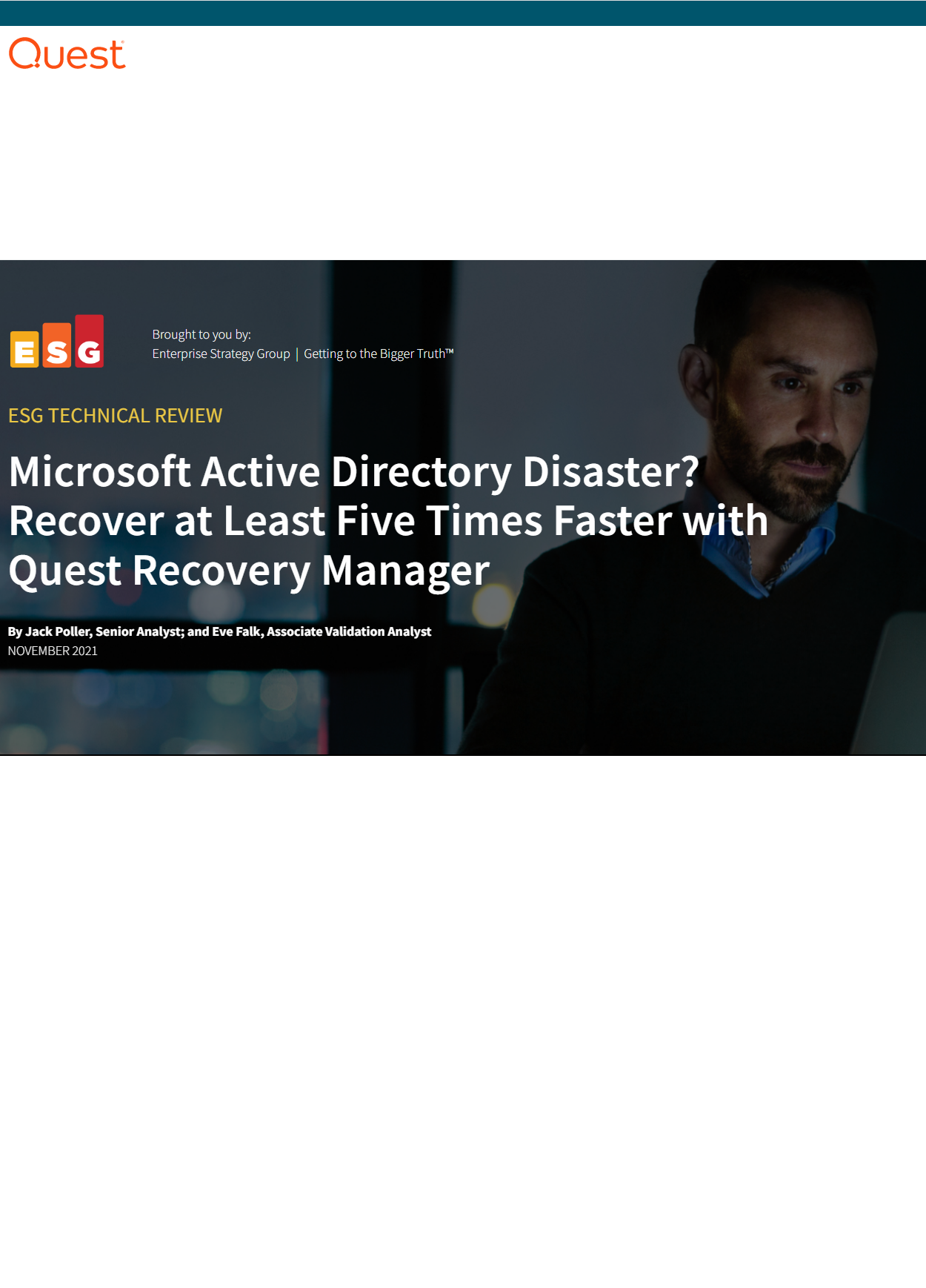 Microsoft Active Directory Disaste? Recover at Least Five Times Faster with Quest Recovery Manager