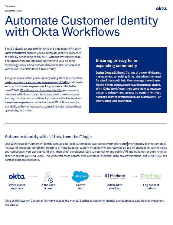 Automate Customer Identity with Okta Workflows