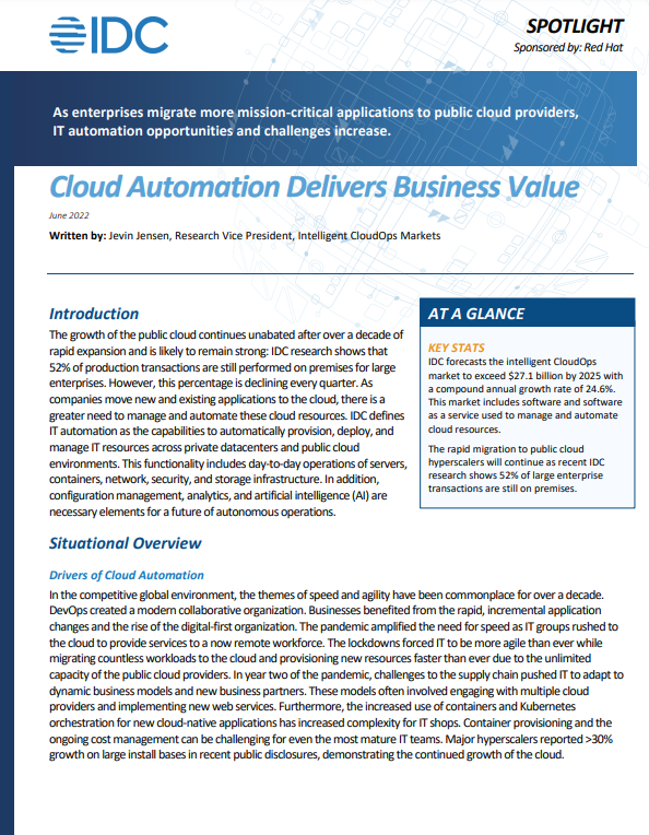 Cloud automation delivers business value