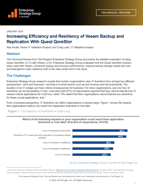 Increasing Efficiency and Resiliency of Veeam Backup and Replication With Quest QoreStor
